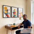 Quadro Decorativo Abstrato Trifásico Colorido em escritorio moderno - quadros decorativos para sala