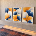 Quadro Decorativo de Flores Abstratas  Elegância em Cores Vibrantes em ambiente decorado - quadros decorativos para sala