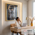 Quadro Decorativo Beleza Dourada - Luxo e Sofisticação em escritorio moderno - quadros decorativos para sala