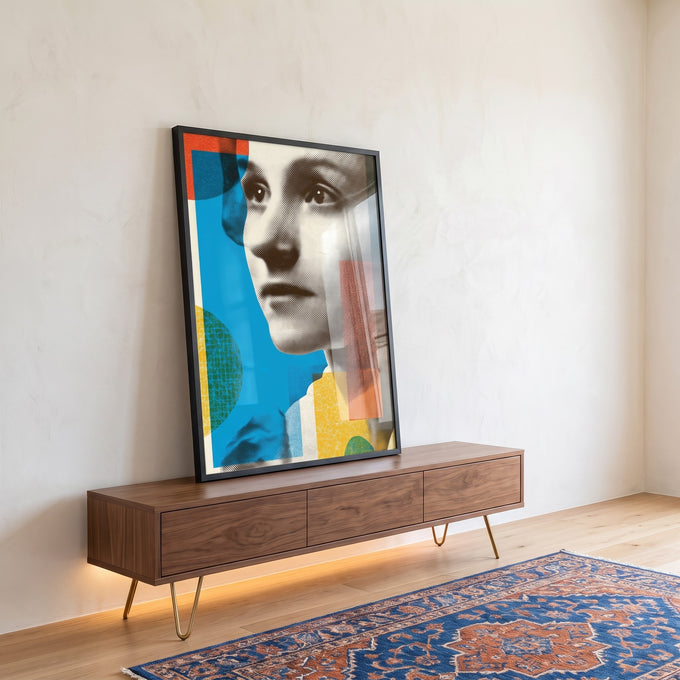 Quadro Decorativo Reflexo Monocromático Vibrante em ambiente decorado - quadros decorativos para sala