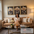 Quadro Decorativo: Luxuoso Jardim Dourado em sala de estar moderna - quadros decorativos para sala