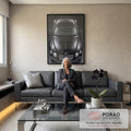 Quadro Decorativo Carro Luxo - Elegância em Preto em sala de estar moderna - quadros decorativos para sala