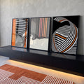 Quadro Decorativo Elegância Moderna: Listras Monocromáticas em ambiente decorado - quadros decorativos para sala