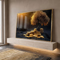 Quadro Decorativo Arvore Da Vida Prosperidade financeira em ambiente decorado - quadros decorativos para sala