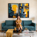 Quadro Decorativo Duo Night - Sofisticação e Estilo em Tecido Canvas em sala de estar moderna - quadros decorativos para sala