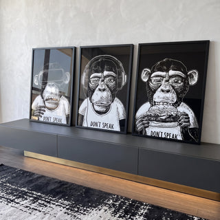 Quadro Decorativo: Humor entre Chimpanzés na Era Digital em ambiente decorado - quadros decorativos para sala