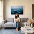 Quadro Decorativo Serenidade Azul do Mar em sala de estar moderna - quadros decorativos para sala
