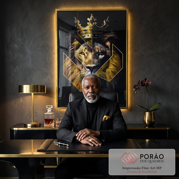 Quadro Decorativo Leão Estilizado: Arte Sofisticada para sua Casa em escritorio moderno - quadros decorativos para sala