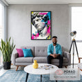 Quadro Decorativo Moderno - Busto Clássico em sala de estar moderna - quadros decorativos para sala