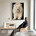 Quadro Decorativo Majestoso Leão em escritorio moderno - quadros decorativos para sala