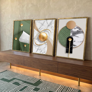 Quadro Decorativo: Harmonia Moderna em Cores Vibrantes em ambiente decorado - quadros decorativos para sala