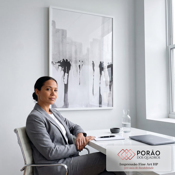 Quadro Decorativo Cidade Vibrante: Essência Urbana em Foco em escritorio moderno - quadros decorativos para sala
