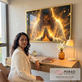 Quadro Decorativo Aura de Luz Dourada em escritorio moderno - quadros decorativos para sala