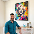 Quadro Decorativo: Sorriso Icônico de Marilyn Monroe em escritorio moderno - quadros decorativos para sala
