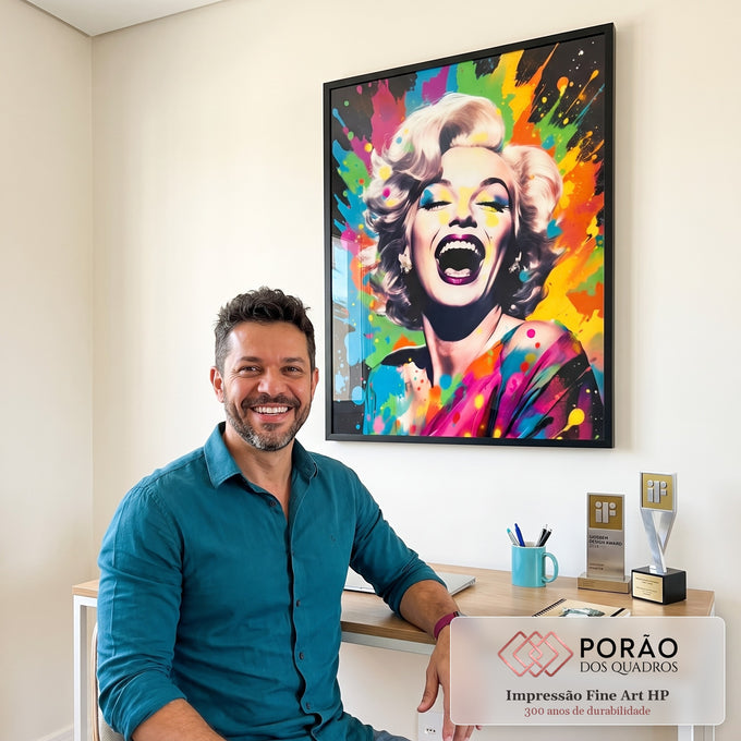 Quadro Decorativo: Sorriso Icônico de Marilyn Monroe em escritorio moderno - quadros decorativos para sala