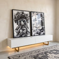 Quadro Decorativo Divindades Gregas: Contraste Único em ambiente decorado - quadros decorativos para sala