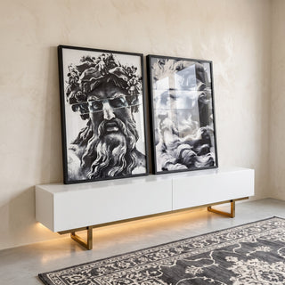 Quadro Decorativo Divindades Gregas: Contraste Único em ambiente decorado - quadros decorativos para sala