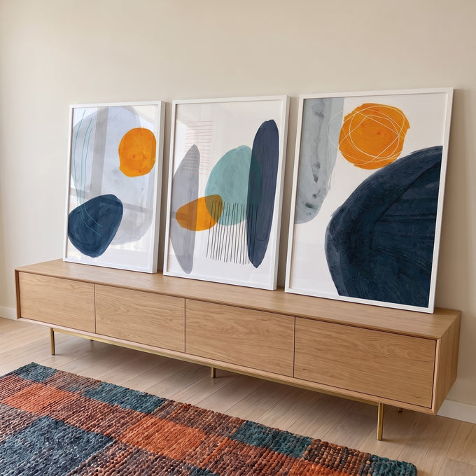 Quadro Decorativo: Paisagem Encantadora em Cores Vibrantes em ambiente decorado - quadros decorativos para sala