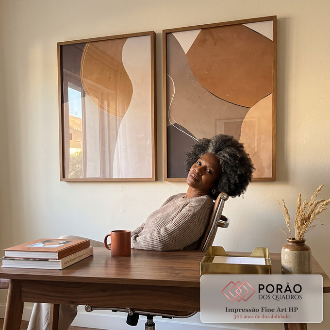 Quadro Decorativo: Tons Terrosos que Inspiram Arte em escritorio moderno - quadros decorativos para sala