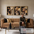 Quadro Decorativo Moderno em Três Painéis em sala de estar moderna - quadros decorativos para sala