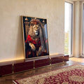 Quadro Decorativo Leão Majestoso: Realeza Animal em ambiente decorado - quadros decorativos para sala