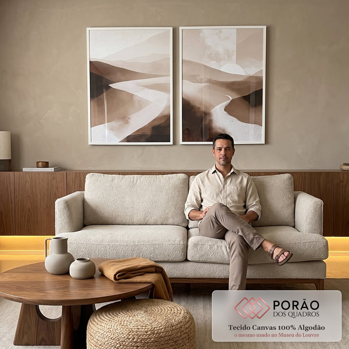 Quadro Decorativo Abstrato Serenity em sala de estar moderna - quadros decorativos para sala