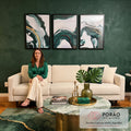 Quadro Decorativo: Sussurros de Serenidade em Mármore Verde em sala de estar moderna - quadros decorativos para sala