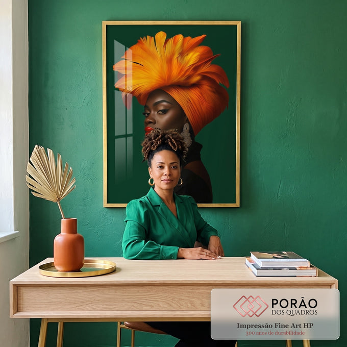 Quadro Decorativo Mulher Vibrante em escritorio moderno - quadros decorativos para sala