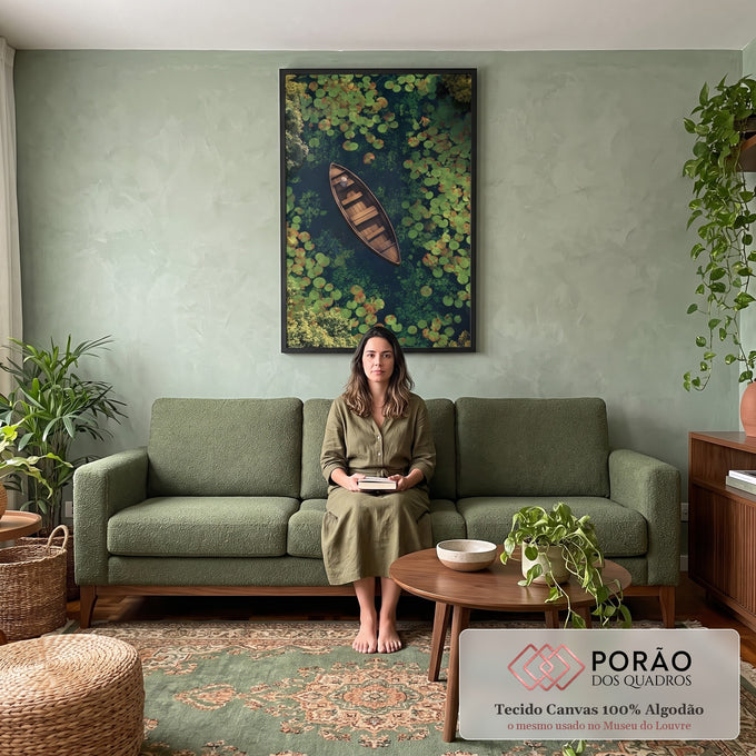 Quadro Decorativo Lago Sereno em sala de estar moderna - quadros decorativos para sala