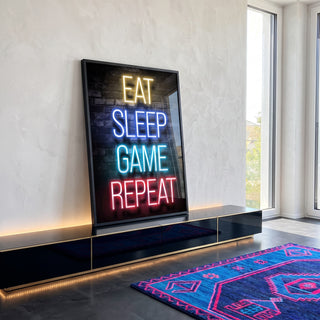 Quadro Decorativo: Retrô Gamer Neon - Realce Sua Paixão em ambiente decorado - quadros decorativos para sala