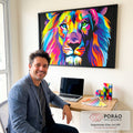 Quadro Decorativo Rei da Selva: Força Vibrante em Cores em escritorio moderno - quadros decorativos para sala