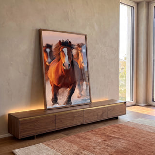 Quadro Decorativo Cavalos em Liberdade em ambiente decorado - quadros decorativos para sala