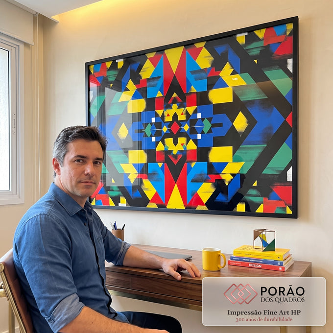 Quadro Decorativo Abstrato em Formas em escritorio moderno - quadros decorativos para sala
