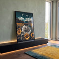 Quadro Decorativo do Astronauta e a Beleza do Bosque em ambiente decorado - quadros decorativos para sala