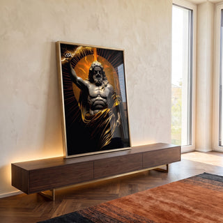 Quadro Decorativo Zeus: Arte Majestosa em Tecido Canvas em ambiente decorado - quadros decorativos para sala