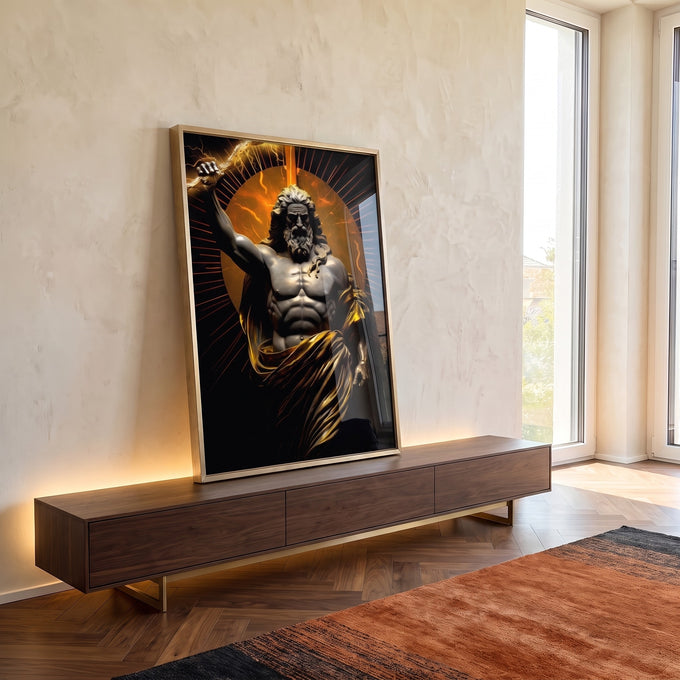 Quadro Decorativo Zeus: Arte Majestosa em Tecido Canvas em ambiente decorado - quadros decorativos para sala