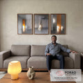 Quadro Decorativo: Harmonia Urbana em Bege, Marrom e Preto em sala de estar moderna - quadros decorativos para sala