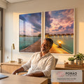 Quadro Decorativo Pôr do Sol Maldivas: Encante-se! em escritorio moderno - quadros decorativos para sala