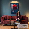 Quadro Decorativo A Beleza da Rosa  Cores Vibrantes em sala de estar moderna - quadros decorativos para sala