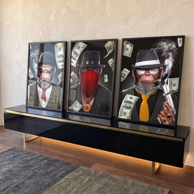 Quadro Decorativo: Essência do Poder e Humor em Cores em ambiente decorado - quadros decorativos para sala