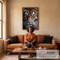Quadro Decorativo Tigre Majestoso em sala de estar moderna - quadros decorativos para sala