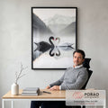 Quadro Decorativo O Amor Dos Cisnes em escritorio moderno - quadros decorativos para sala