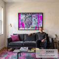 Quadro Decorativo Dinheiro Abstrato: Prosperidade em Cores em sala de estar moderna - quadros decorativos para sala