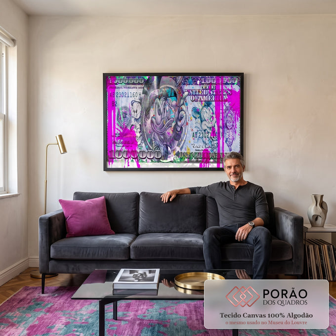 Quadro Decorativo Dinheiro Abstrato: Prosperidade em Cores em sala de estar moderna - quadros decorativos para sala