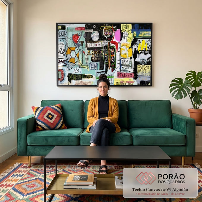 Quadro Decorativo Energia Grafite: Inspiração Urbana em sala de estar moderna - quadros decorativos para sala