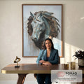 Quadro Decorativo Exclusivo - Busto de Cavalo Inspirador em escritorio moderno - quadros decorativos para sala