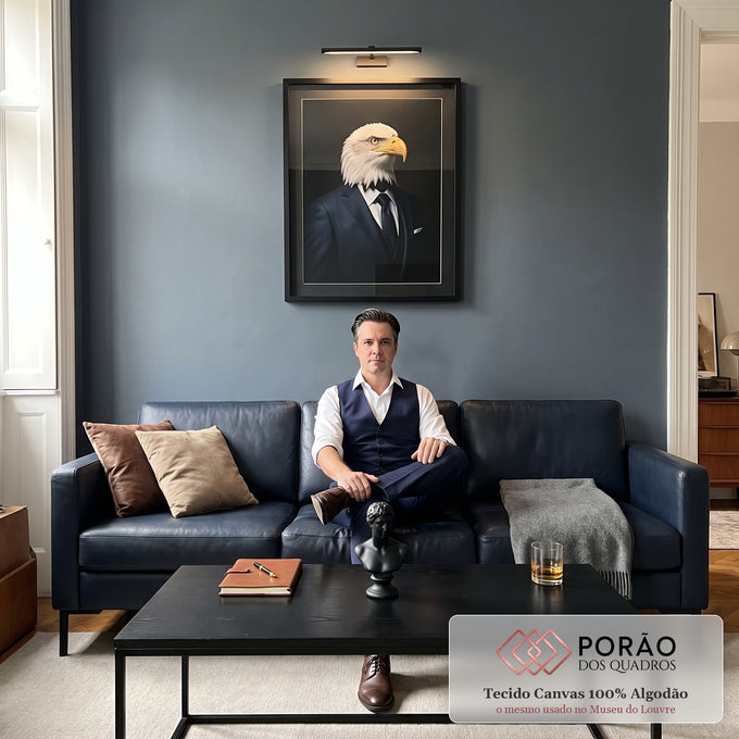 Quadro Decorativo Águia Empresarial: Inspire Grandeza em sala de estar moderna - quadros decorativos para sala