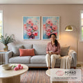 Quadro Decorativo Duo Abstrato Primavera Doce - Estilo e Elegância para Sua Decoração em sala de estar moderna - quadros decorativos para sala