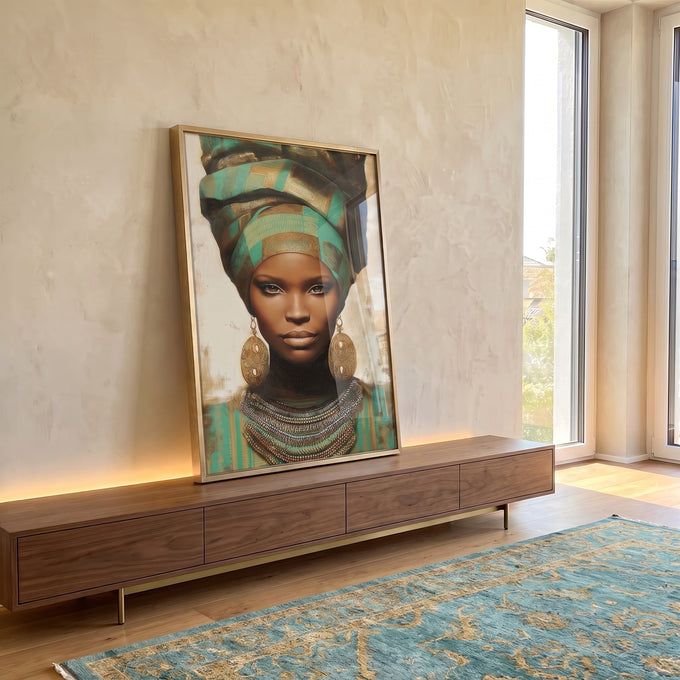 Quadro Decorativo Feminino Empoderado em Cores em ambiente decorado - quadros decorativos para sala