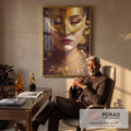 Quadro Decorativo Golden Face - Elegância e Sofisticação para sua Decoração em escritorio moderno - quadros decorativos para sala